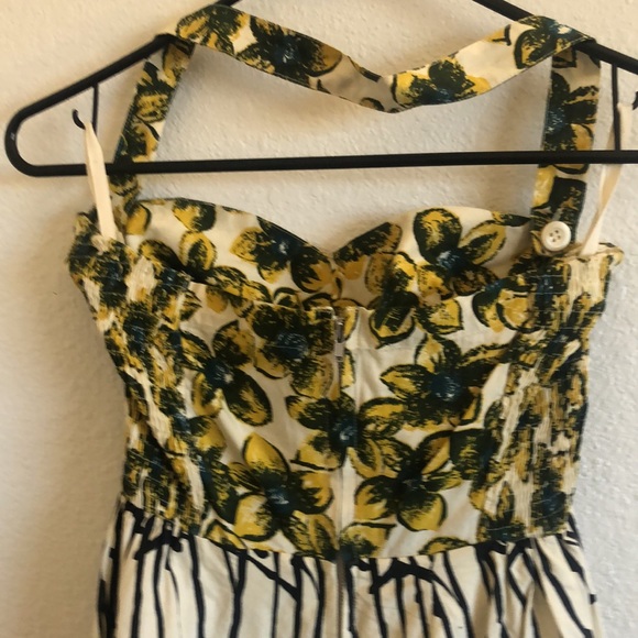 Anthropologie Burgeoning Hypericum Floral Retro Halter Dress - Picture 7 of 13